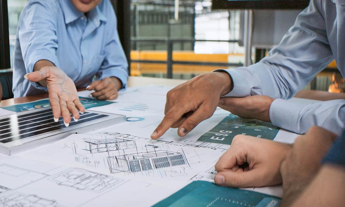People working on map